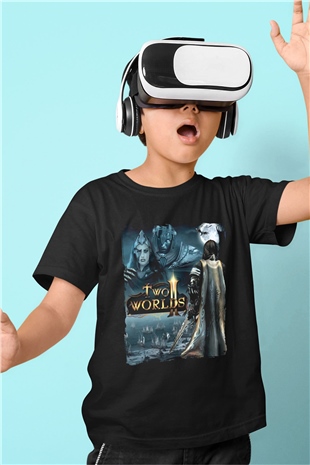 Two Worlds Siyah Unisex Çocuk Tişört