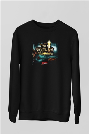 Two Worlds Siyah Unisex Sweatshirt