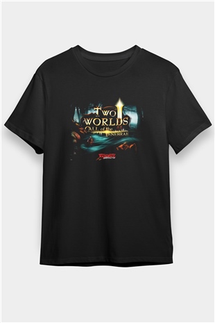Two Worlds Siyah Unisex Tişört T-Shirt