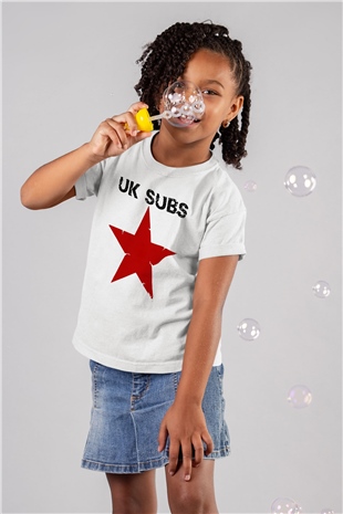 U.K. Subs Baskılı Beyaz Unisex Çocuk Tişört