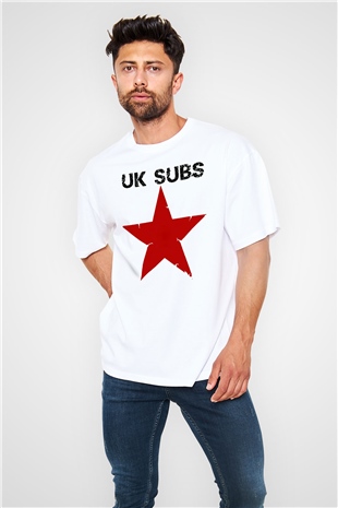 U.K. Subs Beyaz Unisex Oversize Tişört T-Shirt