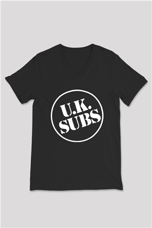 U.K. Subs Siyah Unisex V Yaka Tişört T-Shirt