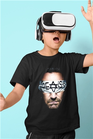 U2 Baskılı Siyah Unisex Çocuk Tişört