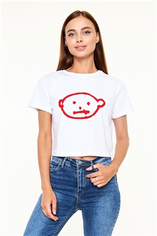 U2 Beyaz Croptop Tişört