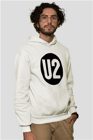U2 Beyaz Unisex Hoodie