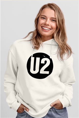 U2 Beyaz Unisex Hoodie