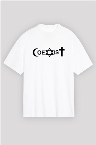 U2 Beyaz Unisex Oversize Tişört T-Shirt