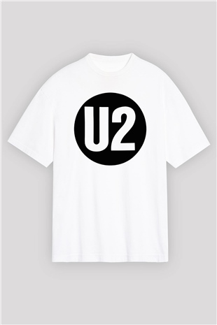 U2 Beyaz Unisex Oversize Tişört T-Shirt