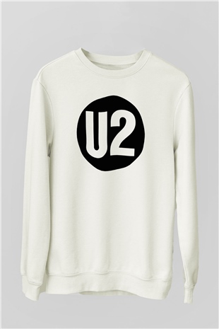 U2 Beyaz Unisex Sweatshirt