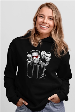 U2 Siyah Unisex Hoodie
