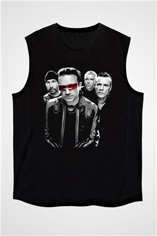 U2 Siyah Unisex Kolsuz Tişört