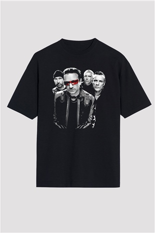 U2 Siyah Unisex Oversize Tişört T-Shirt