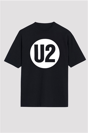 U2 Siyah Unisex Oversize Tişört T-Shirt