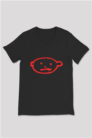 U2 Siyah Unisex V Yaka Tişört T-Shirt