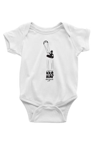 Uçurtma Kayağı Baskılı Beyaz Bebek Body - Zıbın