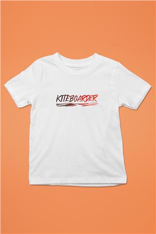 Uçurtma Kayağı Baskılı Unisex Beyaz Çocuk Tişört - Tshirt