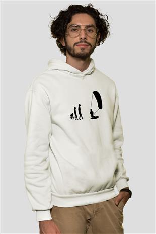 Uçurtma Kayağı Baskılı Unisex Ekru Hoodie