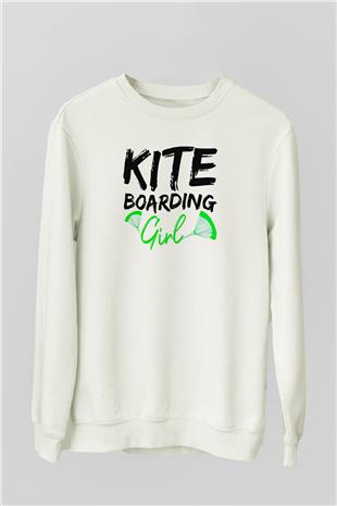 Uçurtma Kayağı Baskılı Unisex Ekru Sweatshirt