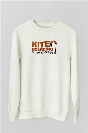 Uçurtma Kayağı Baskılı Unisex Ekru Sweatshirt