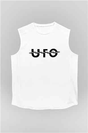 UFO Beyaz Unisex Kolsuz Tişört