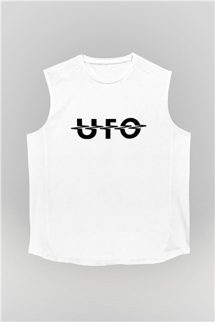 UFO Beyaz Unisex Kolsuz Tişört