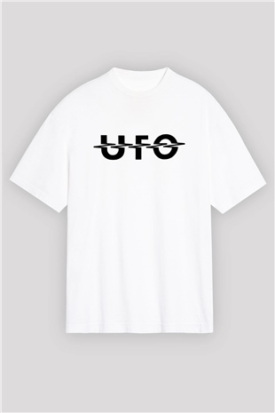 UFO Beyaz Unisex Oversize Tişört T-Shirt