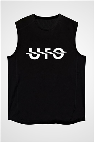 UFO Siyah Unisex Kolsuz Tişört