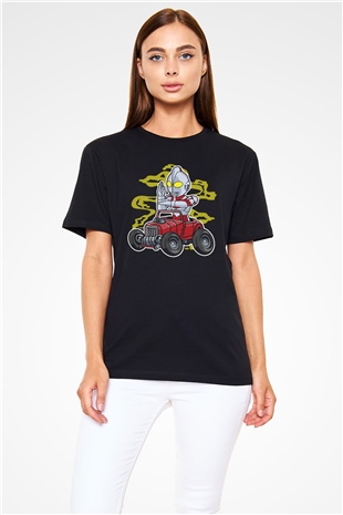Ultraman Hotrod Baskılı Unisex Siyah Tişört