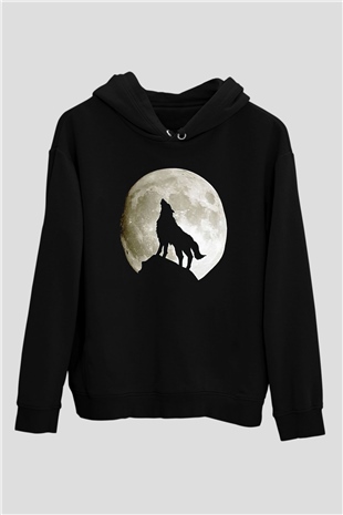 Uluyan KurtSiyah  Unisex Hoodie