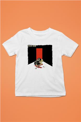 Uncle Acid Baskılı Beyaz Unisex Beyaz Çocuk Tişört - Tshirt