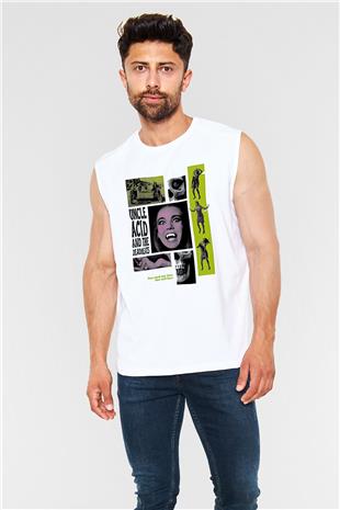Uncle Acid Baskılı Beyaz Unisex Kolsuz Tişört - Tshirt