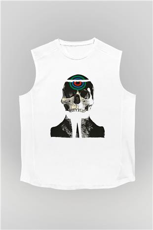 Uncle Acid Baskılı Beyaz Unisex Kolsuz Tişört - Tshirt