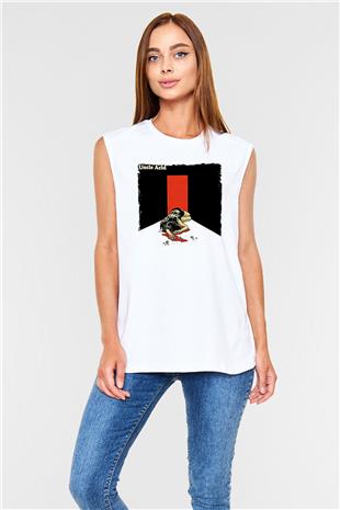 Uncle Acid Baskılı Beyaz Unisex Kolsuz Tişört - Tshirt