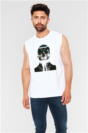 Uncle Acid Baskılı Beyaz Unisex Kolsuz Tişört - Tshirt