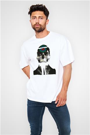 Uncle Acid Baskılı Beyaz Unisex Oversize Tişört - Tshirt