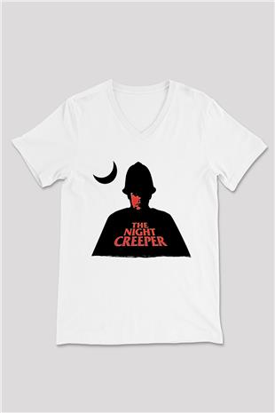 Uncle Acid Baskılı Beyaz Unisex V Yaka Tişört - Tshirt