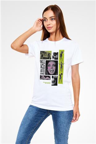 Uncle Acid Baskılı Unisex Beyaz Tişört - Tshirt