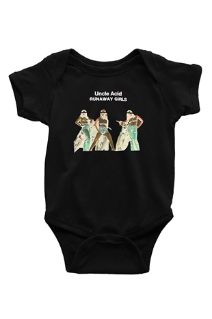 Uncle Acid Baskılı Unisex Siyah Bebek Body - Zıbın
