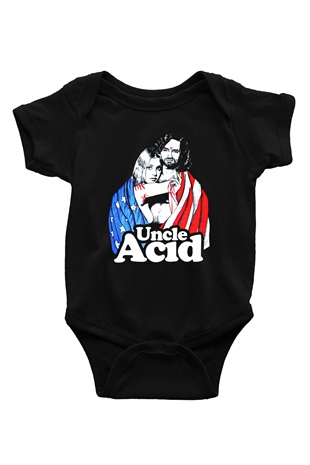 Uncle Acid Baskılı Unisex Siyah Bebek Body - Zıbın