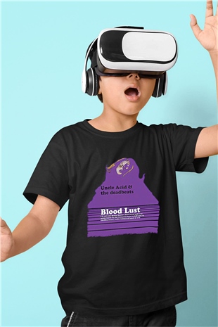 Uncle Acid Baskılı Unisex Siyah Çocuk Tişört - Tshirt