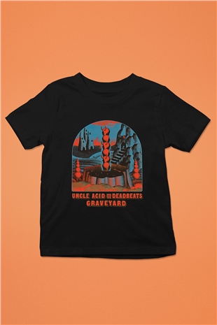 Uncle Acid Baskılı Unisex Siyah Çocuk Tişört - Tshirt