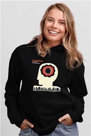 Uncle Acid Baskılı Unisex Siyah Kapüşonlu Sweatshirt