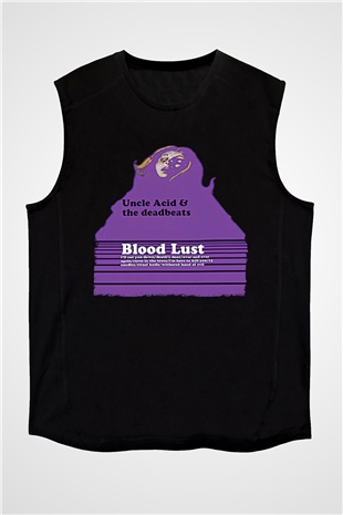Uncle Acid Baskılı Unisex Siyah Kolsuz Tişört - Tshirt