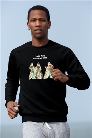 Uncle Acid Baskılı Unisex Siyah Sweatshirt