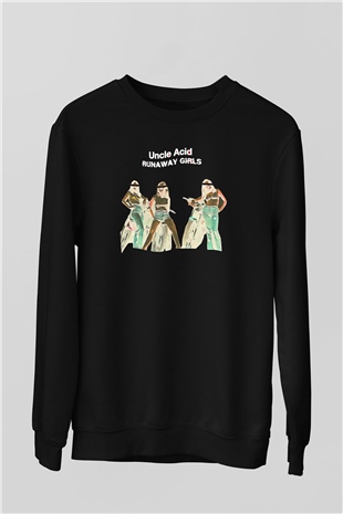Uncle Acid Baskılı Unisex Siyah Sweatshirt