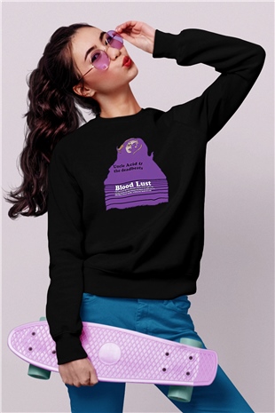 Uncle Acid Baskılı Unisex Siyah Sweatshirt