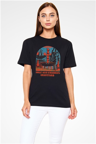 Uncle Acid Baskılı Unisex Siyah Tişört - Tshirt