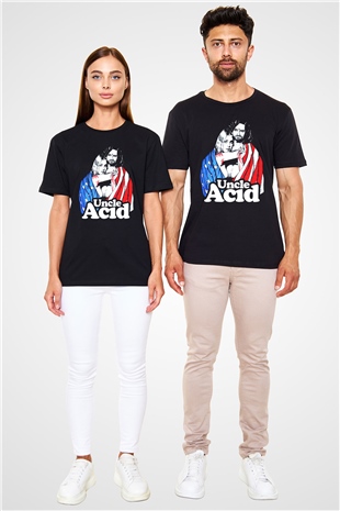 Uncle Acid Baskılı Unisex Siyah Tişört - Tshirt