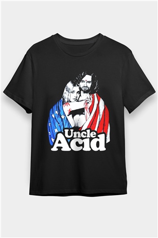 Uncle Acid Baskılı Unisex Siyah Tişört - Tshirt