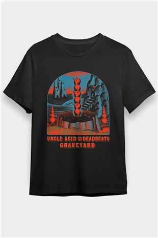 Uncle Acid Baskılı Unisex Siyah Tişört - Tshirt